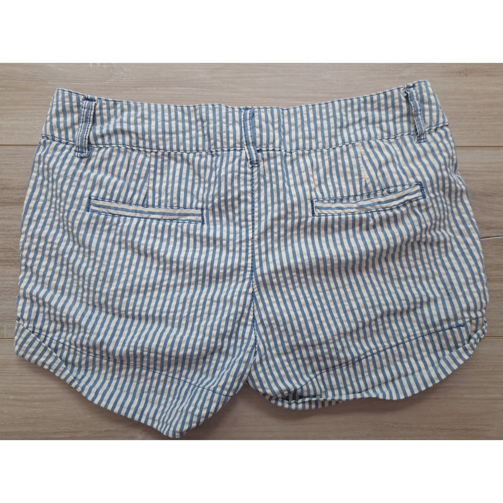 Forever 21 Y2K I Love H81 Blue White Striped Seersucker Shorts SZ 26 (waist 28") - Picture 2 of 7